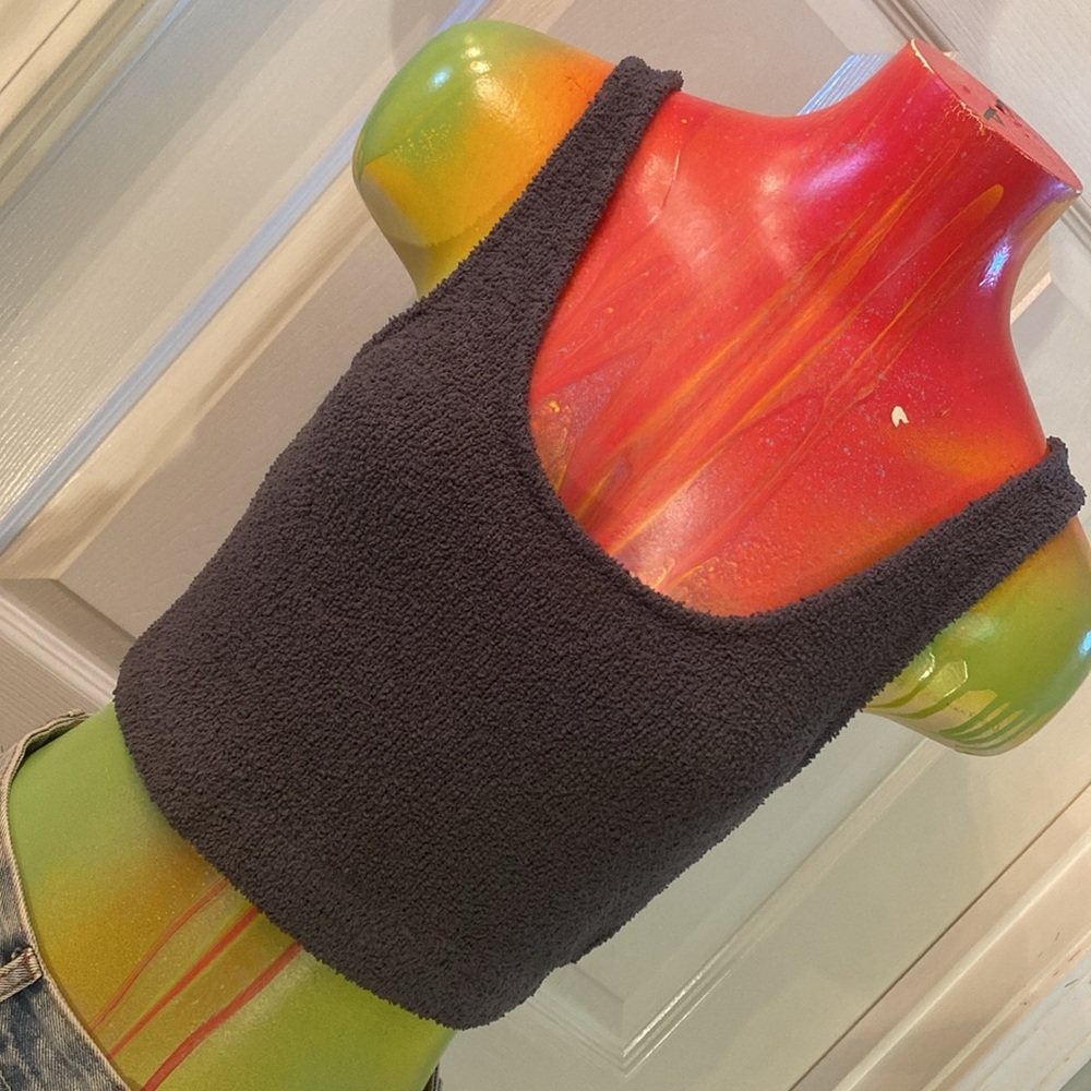 H&M DIVIDED Textured Fuzzy Crop Tank Top